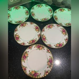 Royal Albert Old country Roses England set of 6 salad  plates